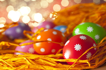 Easter background - Colored eggs
