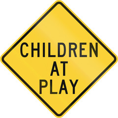 US road warning sign: Children at play