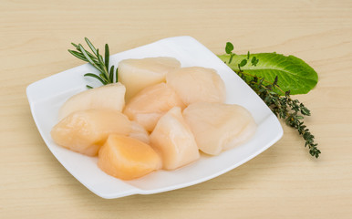 Raw scallops