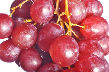 close up red grape isolated on white