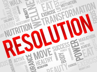 RESOLUTION word cloud, fitness, sport, health concept