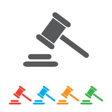 Hammer judge icon. gavel law legal hammer.