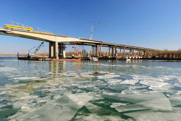 Construction understudy of the Voroshilovskii bridge. Rostov-on-