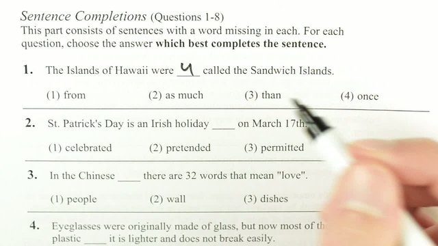 Sentences completion exam