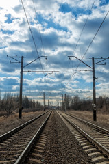 Fototapeta na wymiar Railroad way with blue sky
