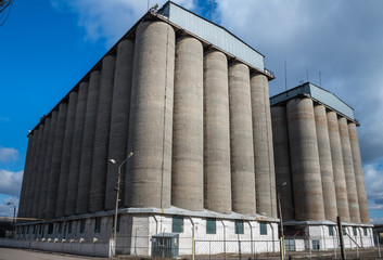 Old concrete grain elevator in Ukraine