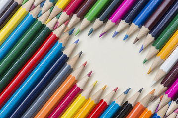 Fototapeta premium Abstract composition of a set wooden colour pencils