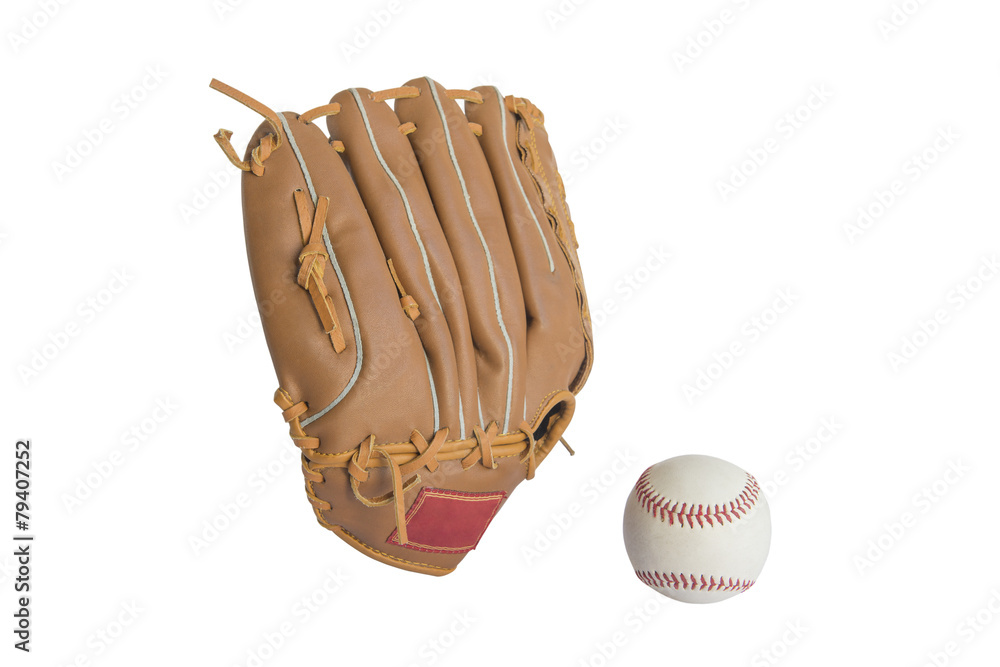 Wall mural baseball glove and ball isolated on white background - Wall murals