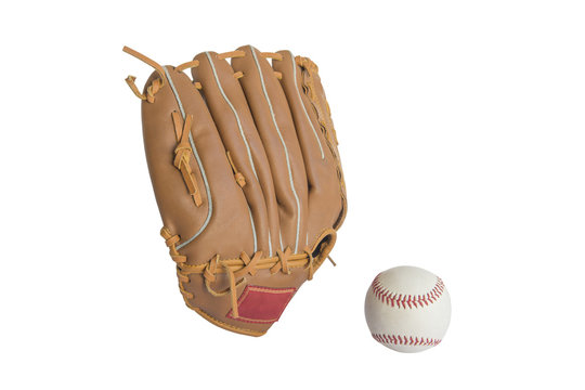 baseball glove and ball isolated on white background