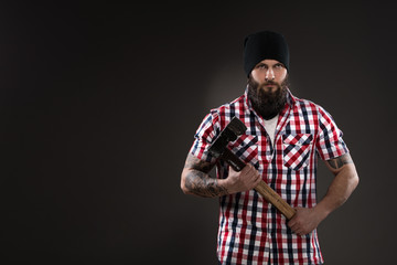 Bearded man like woodcutter