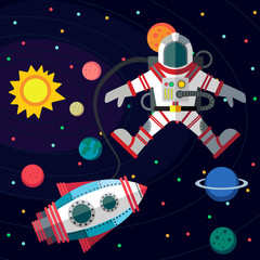 Outer space. Illustration in style flat