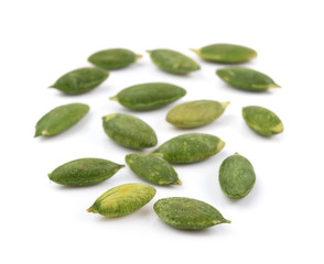 pumpkin seeds on white background