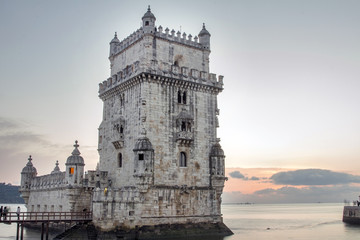 Fototapeta na wymiar Famous landmark, Tower of Belem, located in Lisbon, Portugal.