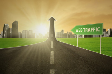 Highway with web traffic text