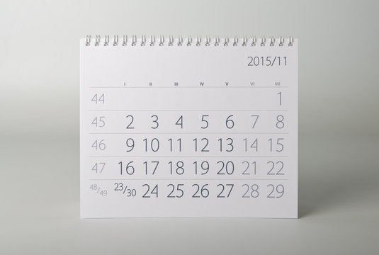 2015 year calendar. November