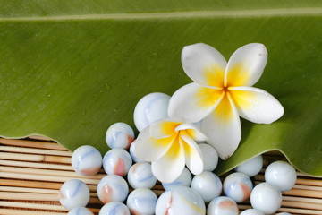Flowers and banana leaves