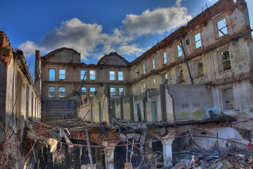 Fototapeta premium Photo from demolition textile factory