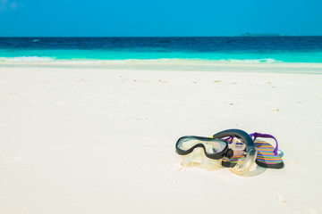 Sand beach and ocean wave, South Male Atoll. Maldives