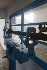 Old big ancient weight scale on a warehouse.