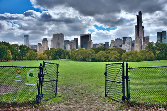 New York City Manhattan Skyline Panorama Viewed From Central Par