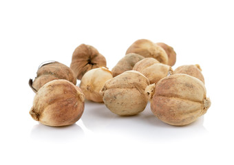 Cardamom seeds on white background