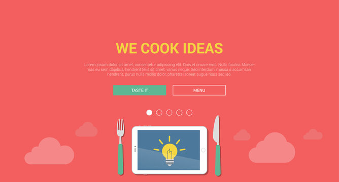Mockup modern flat design concept for creative idea cooking