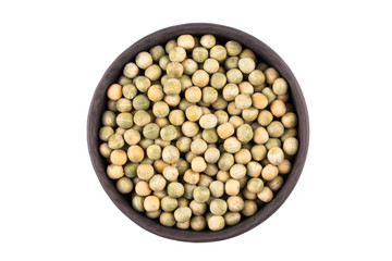 peas in a black plate