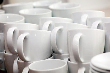 Fototapeta premium Many stacked of white cups