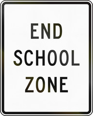 United states school warning sign: End school zone
