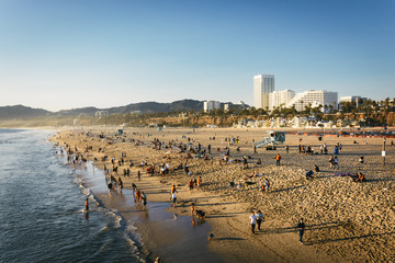 Fototapeta na wymiar View of the beach in Santa Monica, California.