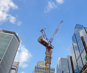 crane among skyscrapers