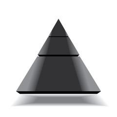 three levels of hierarchy pyramid ,floating ,isolated in white