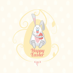 Vector Illustration of Easter Bunny. Happy Easter greeting card.