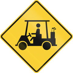 US road warning sign: Golf cart crossing