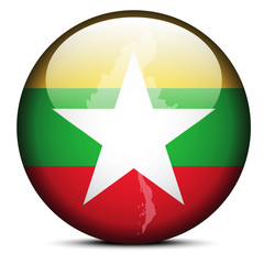 Map on flag button of Republic  the Union  Myanmar
