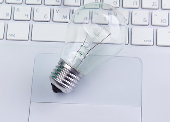 Light bulb and computer keyboard