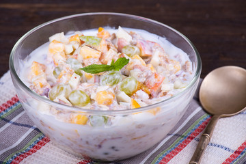 Muesli, with lots of dry fruits, nuts, berries and grains