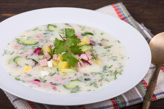 Vegetable soup on yogurt,  sour-milk base -  okroshka
