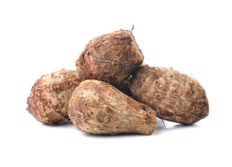 taro root on white background