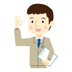 男性作業員　表情