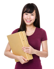 Asian woman hold with folder