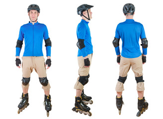 Obraz premium man roller skating isolated