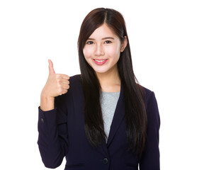 Businesswoman with thumb up