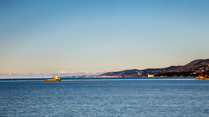 winter morning at the port of Trieste
