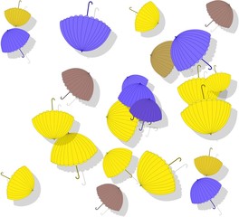 Beautiful pattern with scattered colorful umbrellas