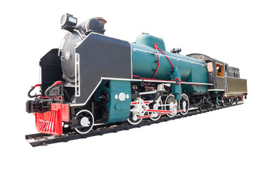 Steam locomotive isolated on white