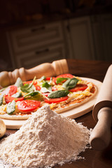 Raw Italian pizza with