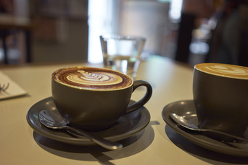 cups of coffee on table