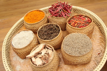 close up seasoning in basket, Thailand