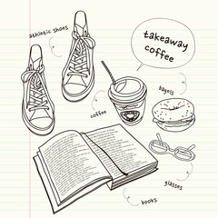 still life of book and shoes - 79425010